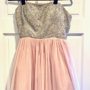 Aidan Mattox Blush Pink Silver Sequin Dress